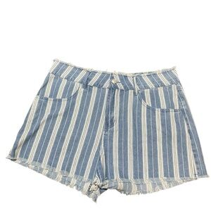 Pink Lily Blue and White Striped Jean Shorts